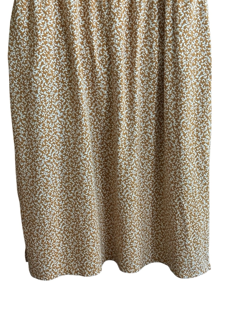 Lands End Sleeveless Tan/White Floral V-Neck Midi Dress. Size Large - Picture 7 of 10